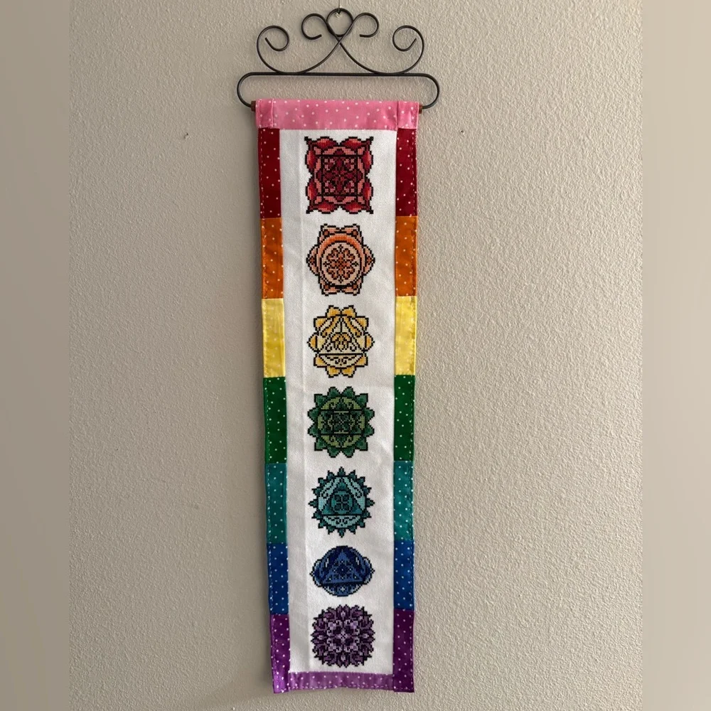Colorful Hand-Stitched Chakra Wall Hanging Decor